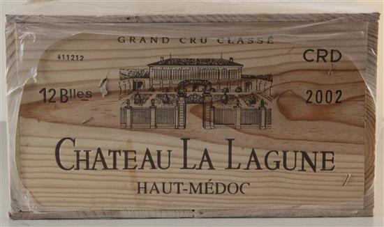 A case of twelve bottles of Chateau La Lagune-Haut Medoc 2002.